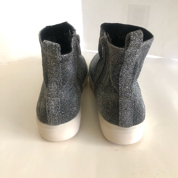 Cat & Jack Girls Annora Sock Silver Metallic Glitter High Top Sneakers Size 3 - Picture 4 of 14